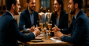Dirigeants réunis autour d'une table en soirée